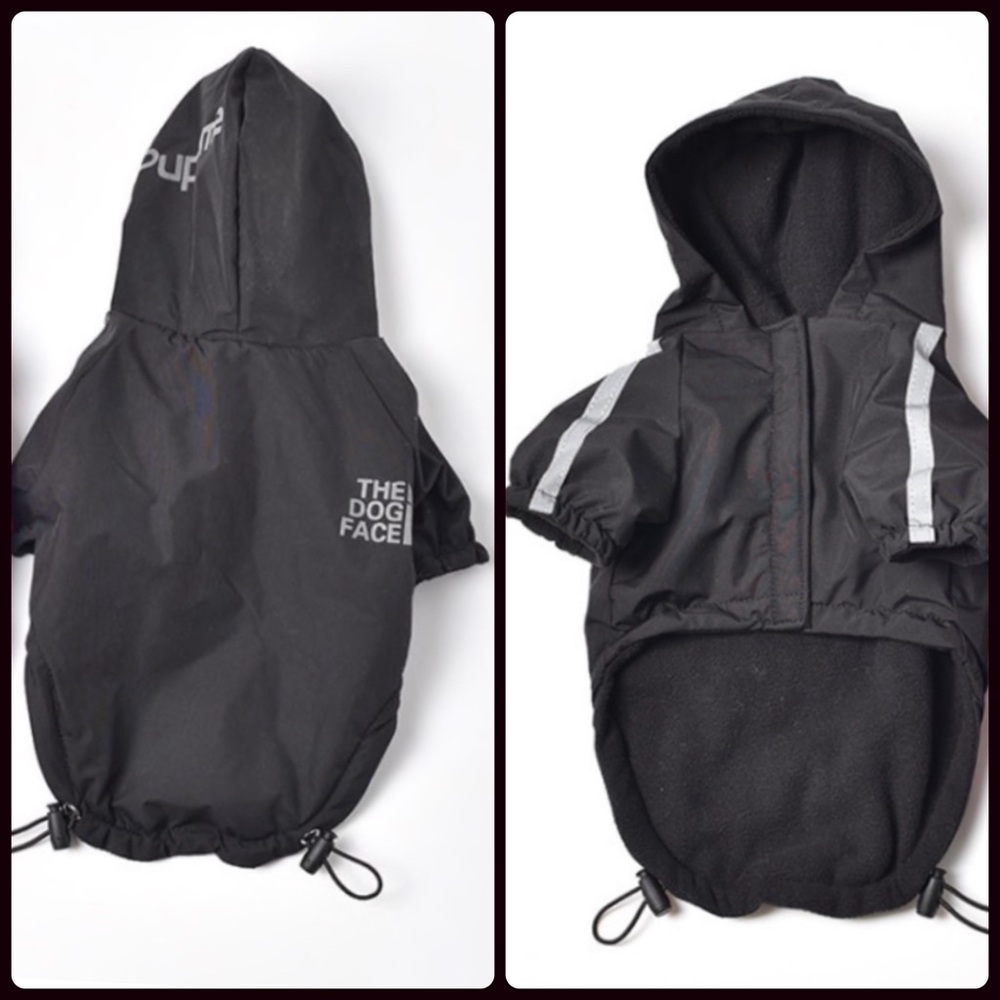 Pupreme The Dog Face Dog Raincoat Reflective Black Jacket